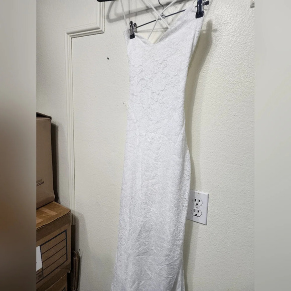 Lulus Perfectly Beloved White Lace Sleeveless Lace-Up Maxi Dress S Wedding Bride - Picture 8 of 12